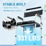 331 lb Adjustable Bedside Commode Chair with Raised Toilet Seat and Arms, Black - Image 5