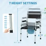 331 lb Adjustable Bedside Commode Chair with Raised Toilet Seat and Arms, Black - Image 6
