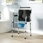 331 lb Adjustable Bedside Commode Chair with Raised Toilet Seat and Arms, Black - Image 9