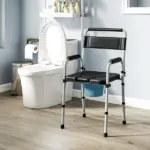 331 lb Adjustable Bedside Commode Chair with Raised Toilet Seat and Arms, Black - Image 10