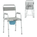 331 lb Adjustable Bedside Commode Chair with Raised Toilet Seat and Arms, Gray - Image 11