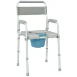 331 lb Adjustable Bedside Commode Chair with Raised Toilet Seat and Arms, Gray