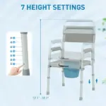 331 lb Adjustable Bedside Commode Chair with Raised Toilet Seat and Arms, Gray - Image 6