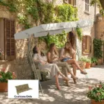 Outsunny Bench Cushion Non-Slip Outdoor Swing Cushion withBackrest Side Pocket for 3 Seater Patio Furniture Beige - Image 2