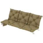 Outsunny Bench Cushion Non-Slip Outdoor Swing Cushion withBackrest Side Pocket for 3 Seater Patio Furniture Beige