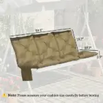 Outsunny Bench Cushion Non-Slip Outdoor Swing Cushion withBackrest Side Pocket for 3 Seater Patio Furniture Beige - Image 3