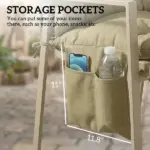 Outsunny Bench Cushion Non-Slip Outdoor Swing Cushion withBackrest Side Pocket for 3 Seater Patio Furniture Beige - Image 6