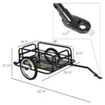 Aosom Foldable Bicycle Cargo Trailer with Hitch 16 Inch Wheels 110 lb Capacity Black - Image 3