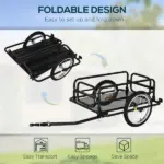 Aosom Foldable Bicycle Cargo Trailer with Hitch 16 Inch Wheels 110 lb Capacity Black - Image 5