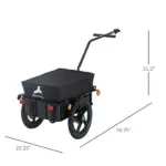 Aosom Bicycle Cargo Trailer with Removable Box and Waterproof Cover, Bike Wagon Trailer with Two 16in Wheels - Image 3