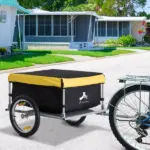 Bicycle Cargo Trailer, Yellow, Two-Wheel Bike Luggage Wagon with Removable Cover - Image 2