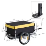 Bicycle Cargo Trailer, Yellow, Two-Wheel Bike Luggage Wagon with Removable Cover - Image 3