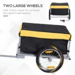Bicycle Cargo Trailer, Yellow, Two-Wheel Bike Luggage Wagon with Removable Cover - Image 4