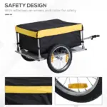 Bicycle Cargo Trailer, Yellow, Two-Wheel Bike Luggage Wagon with Removable Cover - Image 7
