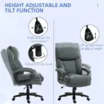HOMCOM Big and Tall Desk Chair, Executive Office Chair, 450lbs, Heavy Duty Computer Chair for Heavy People, Gray - Image 5
