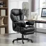 HOMCOM Big and Tall Desk Chair, Executive Office Chair with Footrest, 396lbs, Lumbar Support, and Reclining Function, Black - Image 2