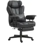 HOMCOM Big and Tall Desk Chair, Executive Office Chair with Footrest, 396lbs, Lumbar Support, and Reclining Function, Black