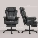 HOMCOM Big and Tall Desk Chair, Executive Office Chair with Footrest, 396lbs, Lumbar Support, and Reclining Function, Black - Image 3
