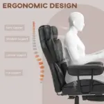 HOMCOM Big and Tall Desk Chair, Executive Office Chair with Footrest, 396lbs, Lumbar Support, and Reclining Function, Black - Image 5
