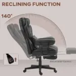HOMCOM Big and Tall Desk Chair, Executive Office Chair with Footrest, 396lbs, Lumbar Support, and Reclining Function, Black - Image 6