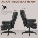 HOMCOM Big and Tall Desk Chair, Executive Office Chair with Footrest, 396lbs, Lumbar Support, and Reclining Function, Black - Image 7