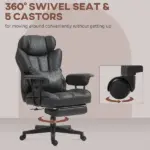HOMCOM Big and Tall Desk Chair, Executive Office Chair with Footrest, 396lbs, Lumbar Support, and Reclining Function, Black - Image 8