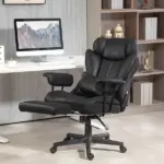 HOMCOM Big and Tall Desk Chair, Executive Office Chair with Footrest, 396lbs, Lumbar Support, and Reclining Function, Black - Image 9