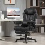 HOMCOM Big and Tall Desk Chair, Executive Office Chair with Footrest, 396lbs, Lumbar Support, and Reclining Function, Black - Image 10