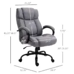 Vinsetto Big and Tall Executive Office Chair 484lbs with Wide Seat, Computer Desk Chair, Adjustable Height, Light Gray - Image 3