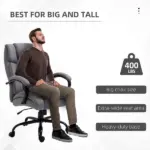 Vinsetto Big and Tall Executive Office Chair 484lbs with Wide Seat, Computer Desk Chair, Adjustable Height, Light Gray - Image 4