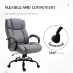 Vinsetto Big and Tall Executive Office Chair 484lbs with Wide Seat, Computer Desk Chair, Adjustable Height, Light Gray - Image 7
