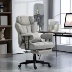 HOMCOM Big and Tall Office Chair, Up to 396lbs, Ergonomic Reclining Office Chair with High Back, Footrest and Lumbar Support, Gray - Image 2