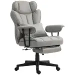 HOMCOM Big and Tall Office Chair, Up to 396lbs, Ergonomic Reclining Office Chair with High Back, Footrest and Lumbar Support, Gray
