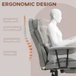 HOMCOM Big and Tall Office Chair, Up to 396lbs, Ergonomic Reclining Office Chair with High Back, Footrest and Lumbar Support, Gray - Image 6