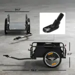 Soozier Bike Cargo Trailer, Bicycle Trailer Wagon Cart with Quick Release 16 Inch Pneumatic Wheels, Aluminum Rims, Red Flag, Black - Image 2
