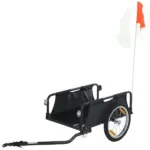 Soozier Bike Cargo Trailer, Bicycle Trailer Wagon Cart with Quick Release 16 Inch Pneumatic Wheels, Aluminum Rims, Red Flag, Black