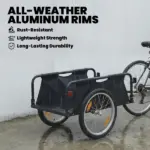 Soozier Bike Cargo Trailer, Bicycle Trailer Wagon Cart with Quick Release 16 Inch Pneumatic Wheels, Aluminum Rims, Red Flag, Black - Image 4