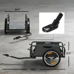 Soozier Bike Cargo Trailer, Bicycle Trailer Wagon Cart with Quick Release 16" Pneumatic Wheels, Aluminum Rims, Red Flag, Gray - Image 2