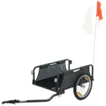 Soozier Bike Cargo Trailer, Bicycle Trailer Wagon Cart with Quick Release 16" Pneumatic Wheels, Aluminum Rims, Red Flag, Gray
