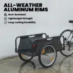Soozier Bike Cargo Trailer, Bicycle Trailer Wagon Cart with Quick Release 16" Pneumatic Wheels, Aluminum Rims, Red Flag, Gray - Image 4
