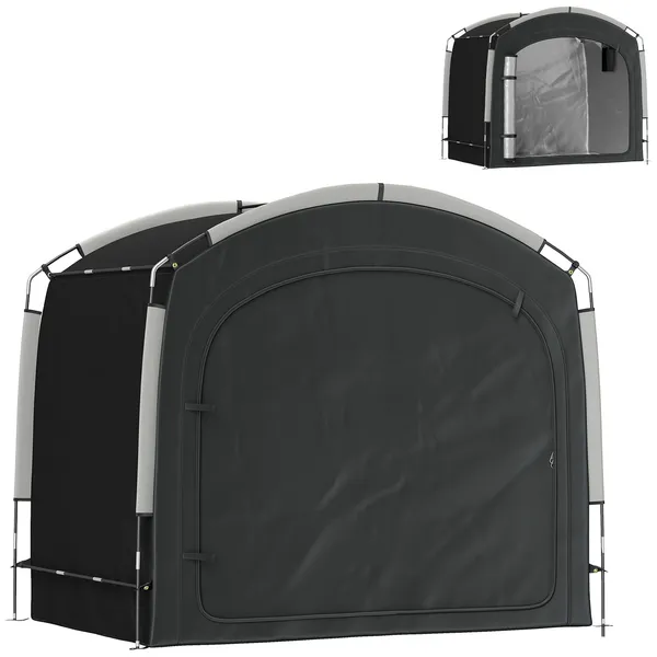 bike-storage-shed-tent-portable-and-waterproof-with-210d-oxford-fabric-and-carry-bag-for-3-4-bicycles-black.webp Outsunny Bike Storage Shed Tent, Portable and Waterproof with 210D Oxford Fabric and Carry Bag for 3-4 Bicycles, Black - Image 1