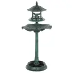 Bird Bath Bowl, 3-in-1 Pedestal Birdbath with Bird Feeder and Flower Planter, Large Water Basin, Outdoor, Green