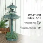 Bird Bath Bowl, 3-in-1 Pedestal Birdbath with Bird Feeder and Flower Planter, Large Water Basin, Outdoor, Green - Image 6