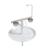PawHut Bird Feeder Stand with Wheels, Perches, Feed Bowls, Round Tray, Bird Perch Stand for Parrots - Image 7