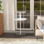 PawHut Bird Feeder Stand with Wheels, Perches, Feed Bowls, Round Tray, Bird Perch Stand for Parrots - Image 8