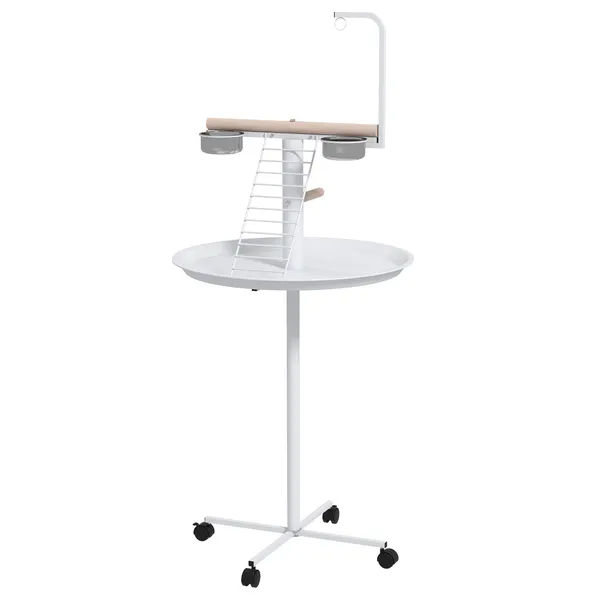 bird-feeder-stand-with-wheels-perches-feed-bowls-round-tray-bird-perch-stand-for-parrots.webp PawHut Bird Feeder Stand with Wheels, Perches, Feed Bowls, Round Tray, Bird Perch Stand for Parrots - Image 1