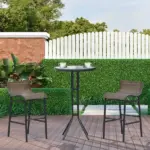 Bistro : 3-Piece High-Top Patio Set with Round Table and 2 Bar Stools in Black/Tan - Image 2