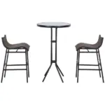 Bistro : 3-Piece High-Top Patio Set with Round Table and 2 Bar Stools in Black/Tan - Image 11