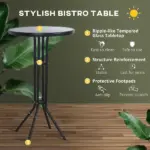 Bistro : 3-Piece High-Top Patio Set with Round Table and 2 Bar Stools in Black/Tan - Image 5