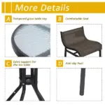 Bistro : 3-Piece High-Top Patio Set with Round Table and 2 Bar Stools in Black/Tan - Image 6